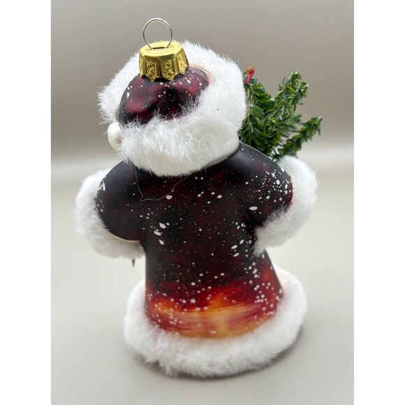 Vintage Glass Santa Claus Christmas Tree Ornament Hand Painted Forest Scene - Picture 2 of 8